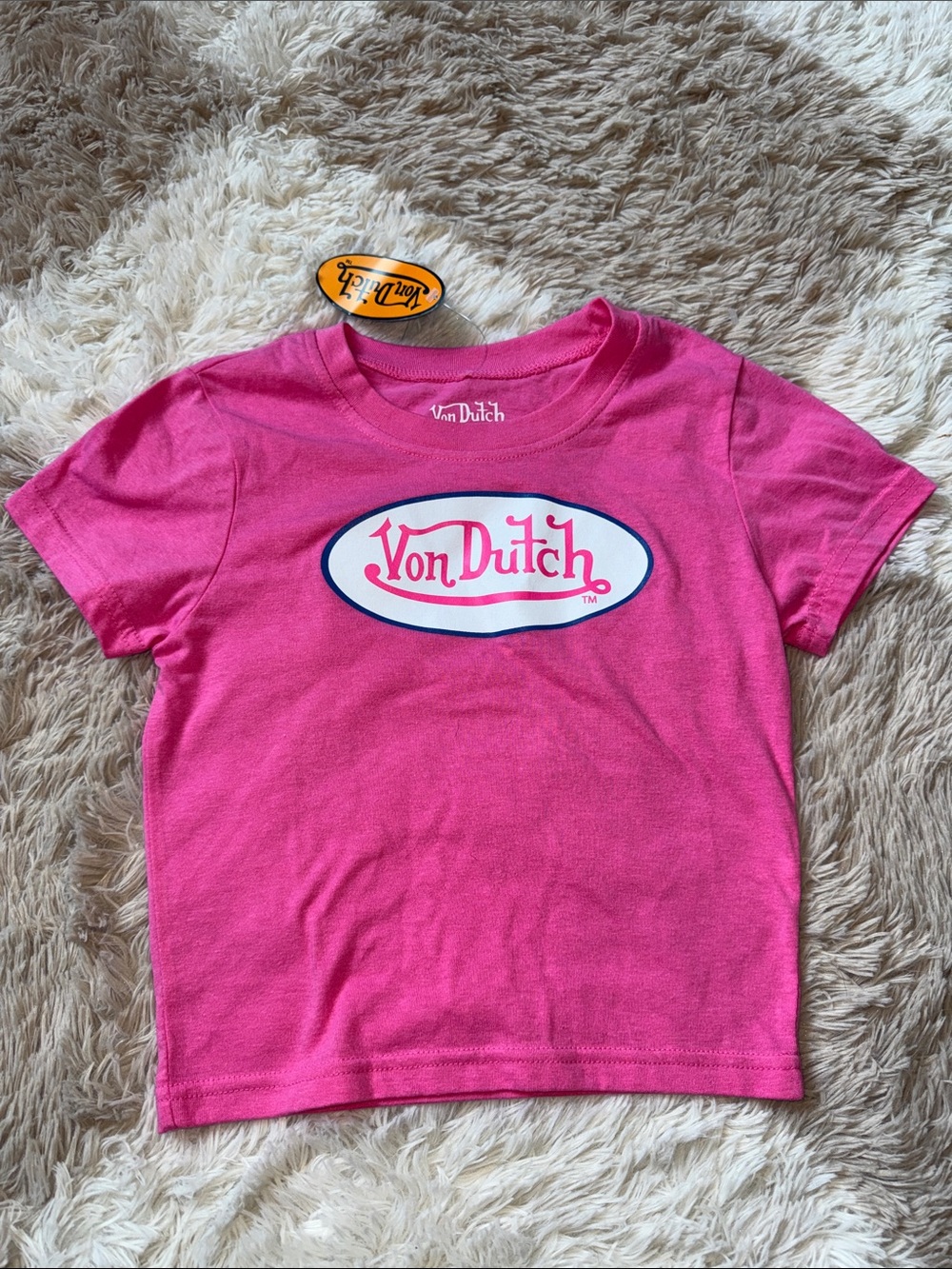 Von Dutch Pink Logo Short Sleeve Tee